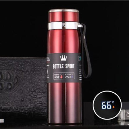 Led One Touch Temperature Display Water Bottle Stainless Steel